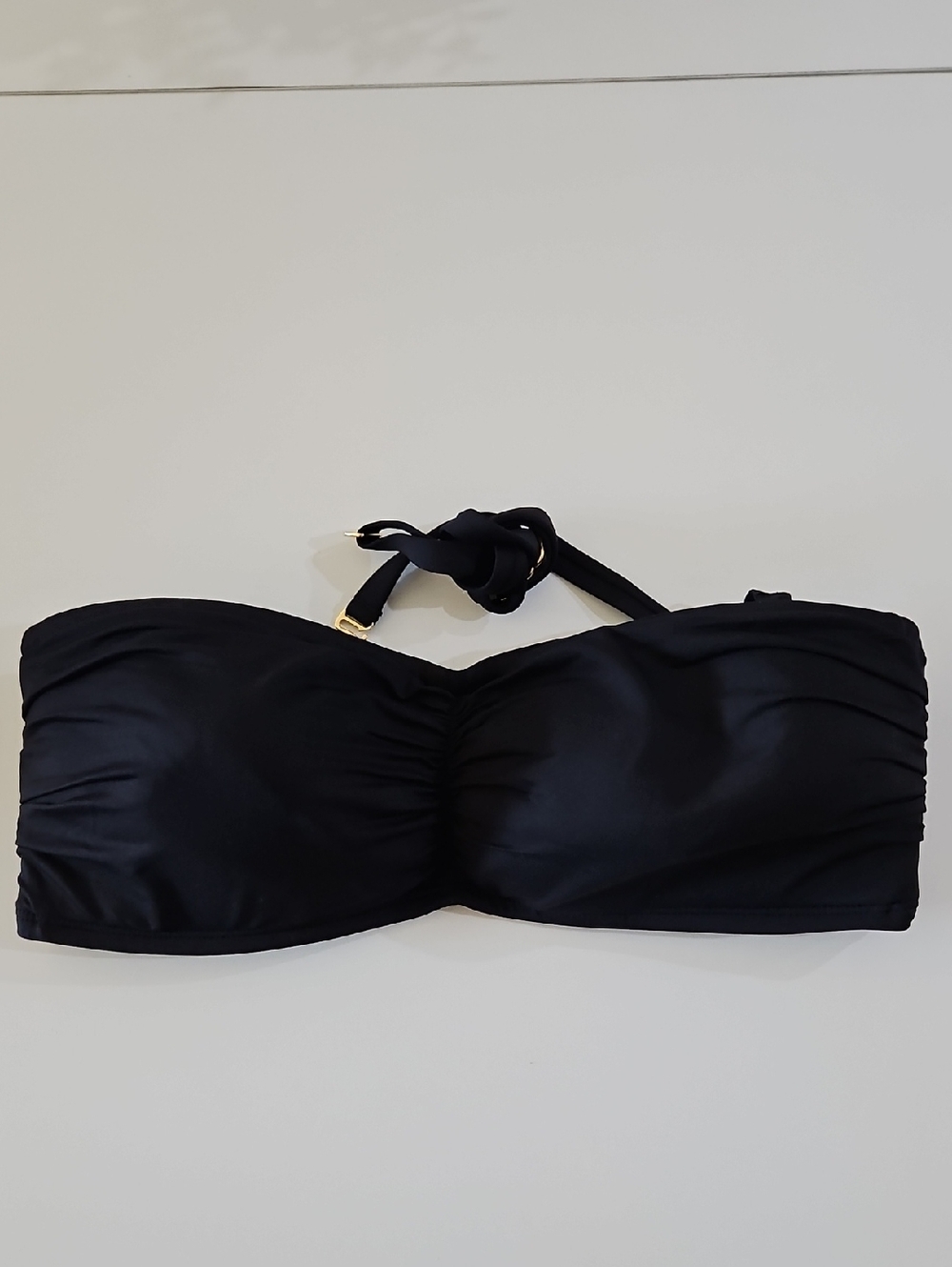 La Blanca Black Bandeau Swim Top with Halter Tie Attachment